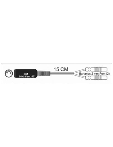 Câble adaptateur DIN5 femelle - 2 mm femelle - 0,15 mètre