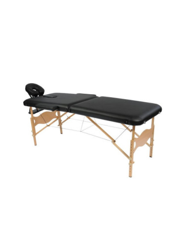 Table de massage pliante en hêtre - sellerie noire