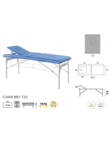 Table pliante réglable 2 plans aluminium - C3409 - Ecopostural