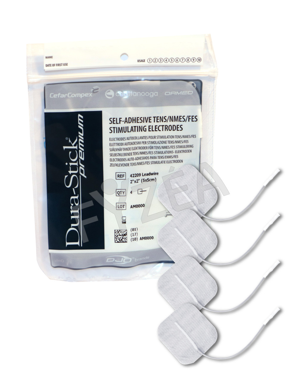 Electrodes à fil - Dura-Stick® Premium carrées 50x50 mm - sachet de 4