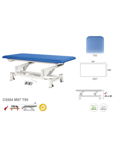 Table de massage électrique monoplan bobath | 200 x 120 cm | C5504 | Ecopostural